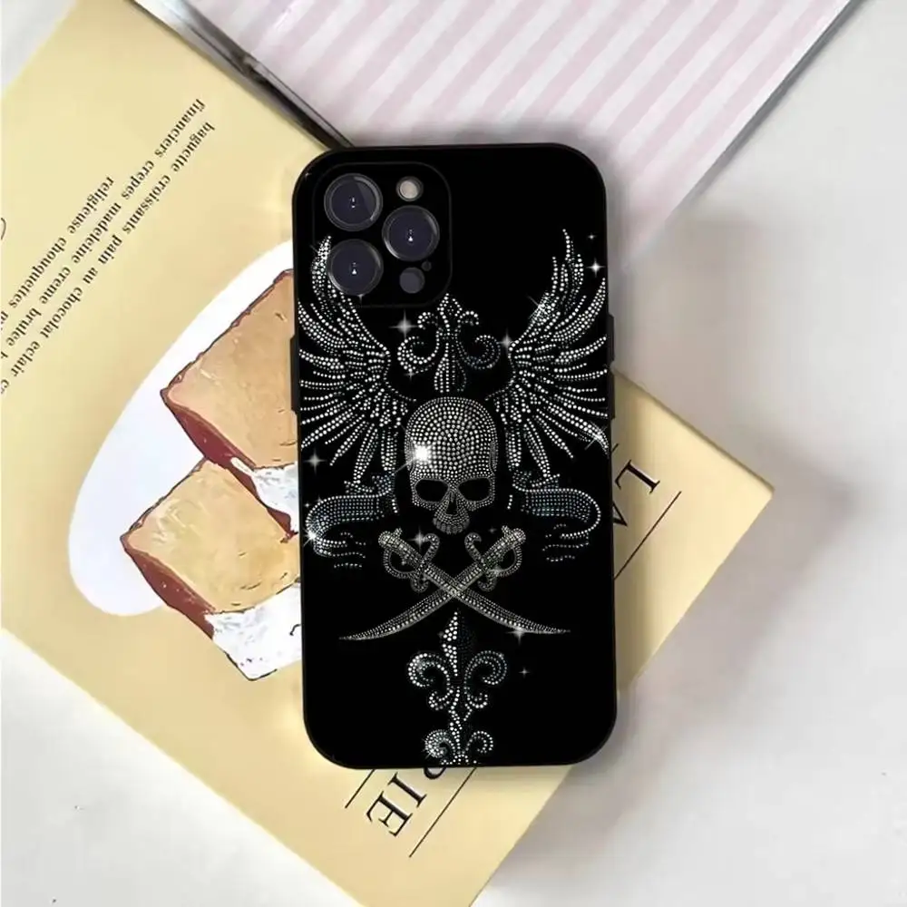 Фото Чехол для телефона Gothic Cross Skull Y2K для iPhone 6,17,16,15,14,13,12,11 Plus,Pro Max,XS,XR,SE,Mini,8,7,мягкий силиконовый черный чехол №2