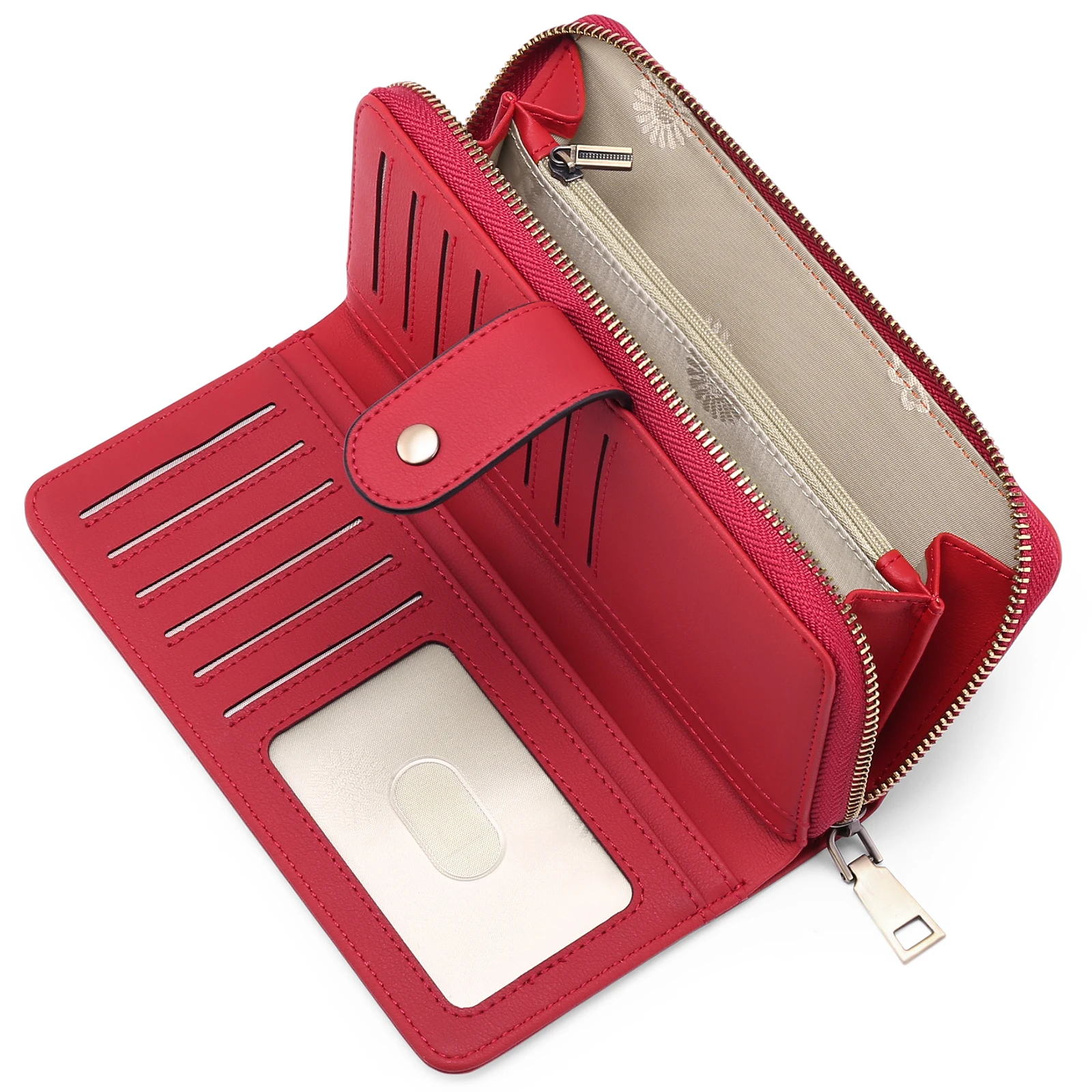 SENDEFN Long Women's Wallet RFID Anti-theft Clutch Bag PU Leather Coin Purse Zipper Wallet ID Card Holder Wrist Bag