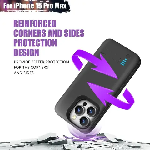Чехол-зарядное устройство для iPhone 15 Pro Max Power Case Портативная крышка для зарядки Power Bank Аккумулятор 6000 мАч аккумулятор externe