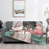 anime xiao blankets genshin impact retro flannel throw blankets home couch personalised ultra soft warm bedspreads 09