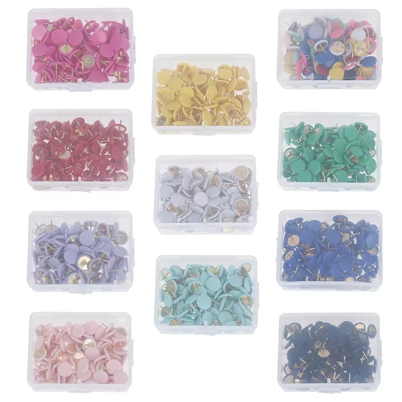 

Hot sale 100pcs Round Shape Push Pins Thumb Tacks Notice Board Cork Paper Map Thumb Tacks Point Office binding supply