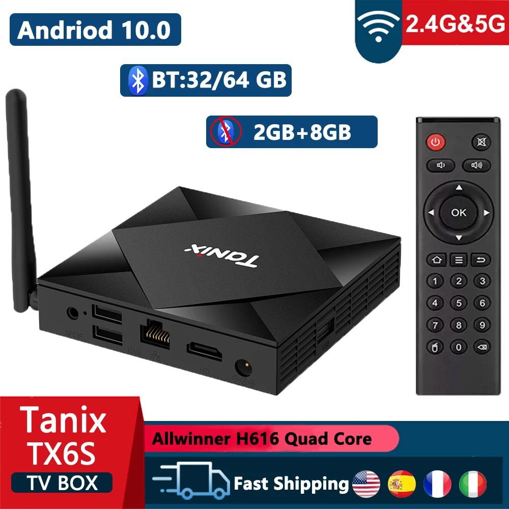 ТВ-приставка Tanix TX6S Android 10 4 + 32/64 ГБ Allwinner H616 2 ГГц |