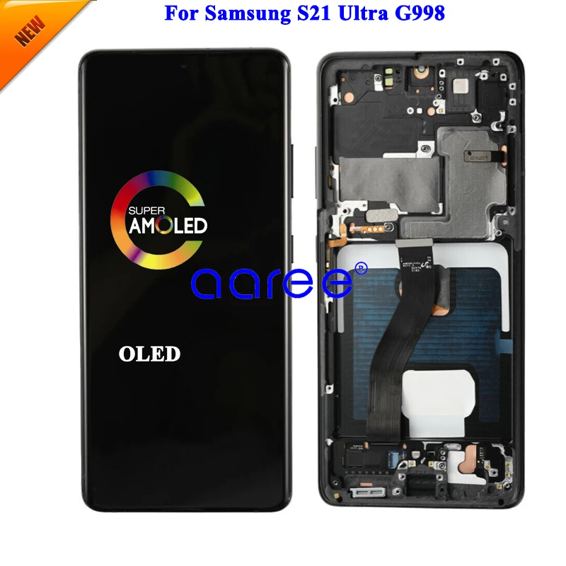 6 67-дюймовый OLED AMOLED ЖК-экран Для Samsung S21 Ultra 5G С Сенсорным Дигитайзером Емкостный