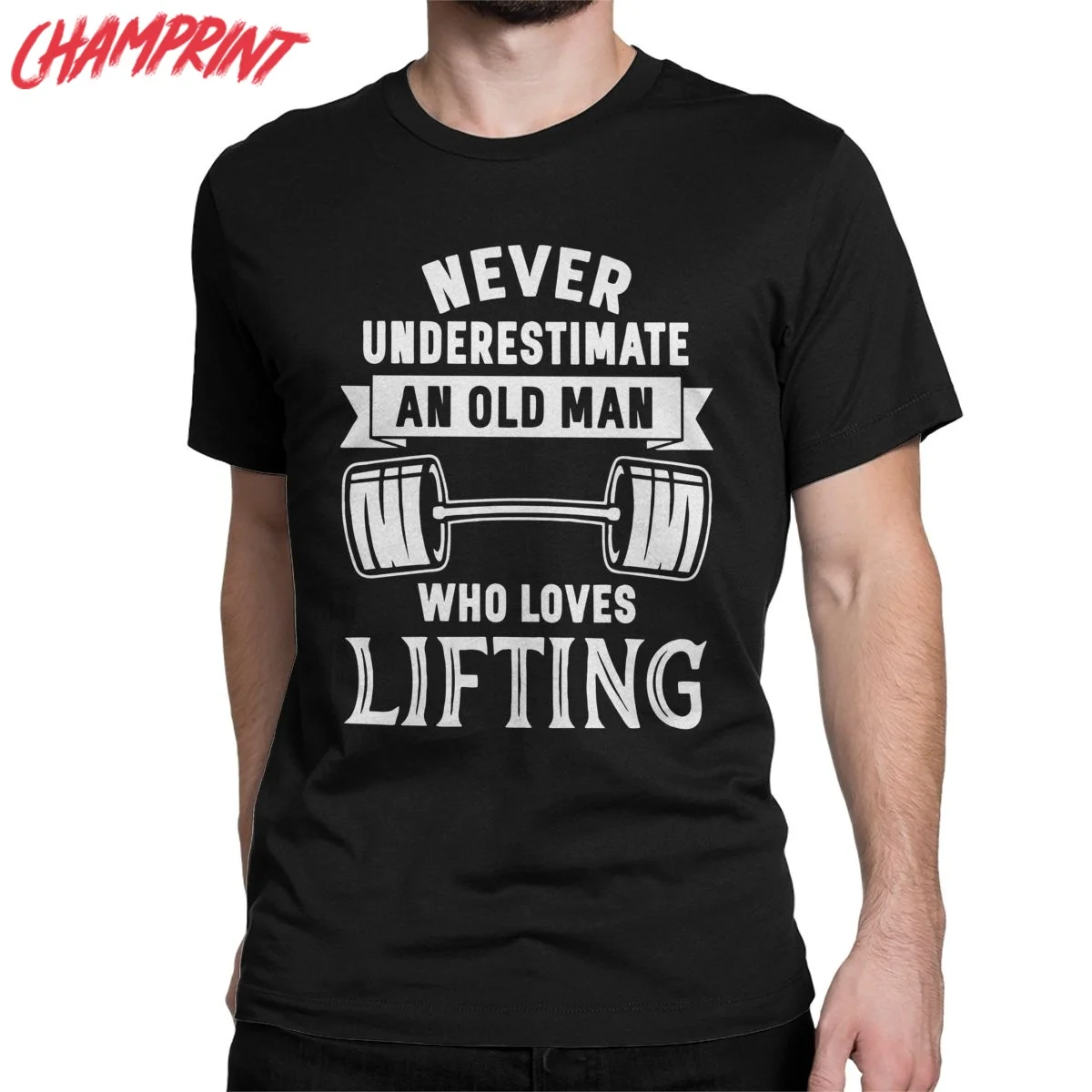 

Old Man Weightlifter Weightlifting Men's T Shirts Awesome Tee Shirt Short Sleeve O Neck T-Shirts Pure Cotton Gift Idea Clothes