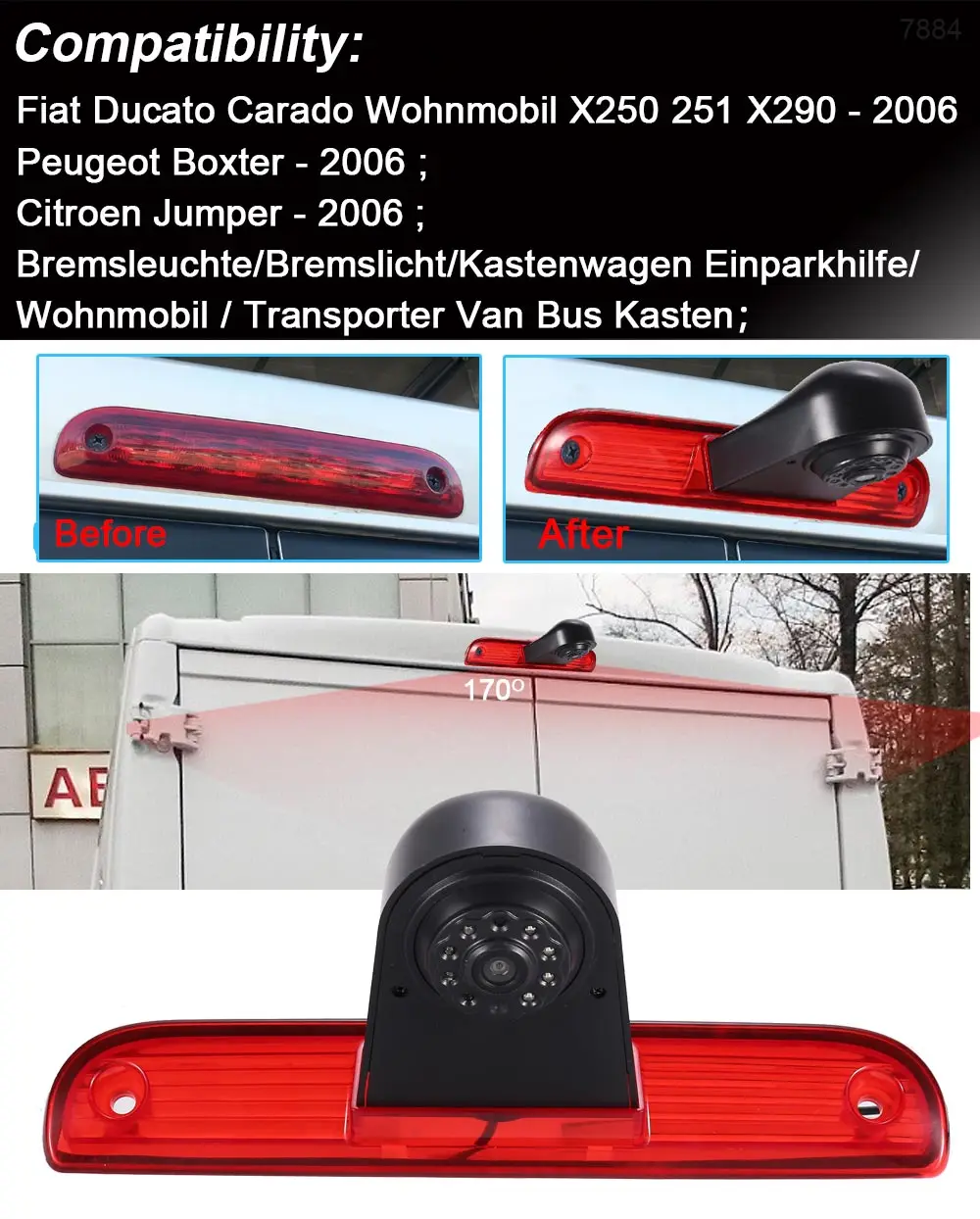 Фото Комплект HD-камеры заднего вида и зеркала с экраном для Peugeot Boxter/Fiat Ducato Carado Wohnmobil/Citroen Jumper №2