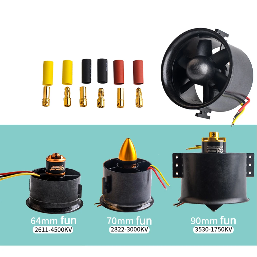 

70mm Ducted Fan+3000kv Motor Spindle-4mm / 64mm Ducted Fan+4500kv Motor For RC Airplane Aircraft Plane Jets EDF Toy