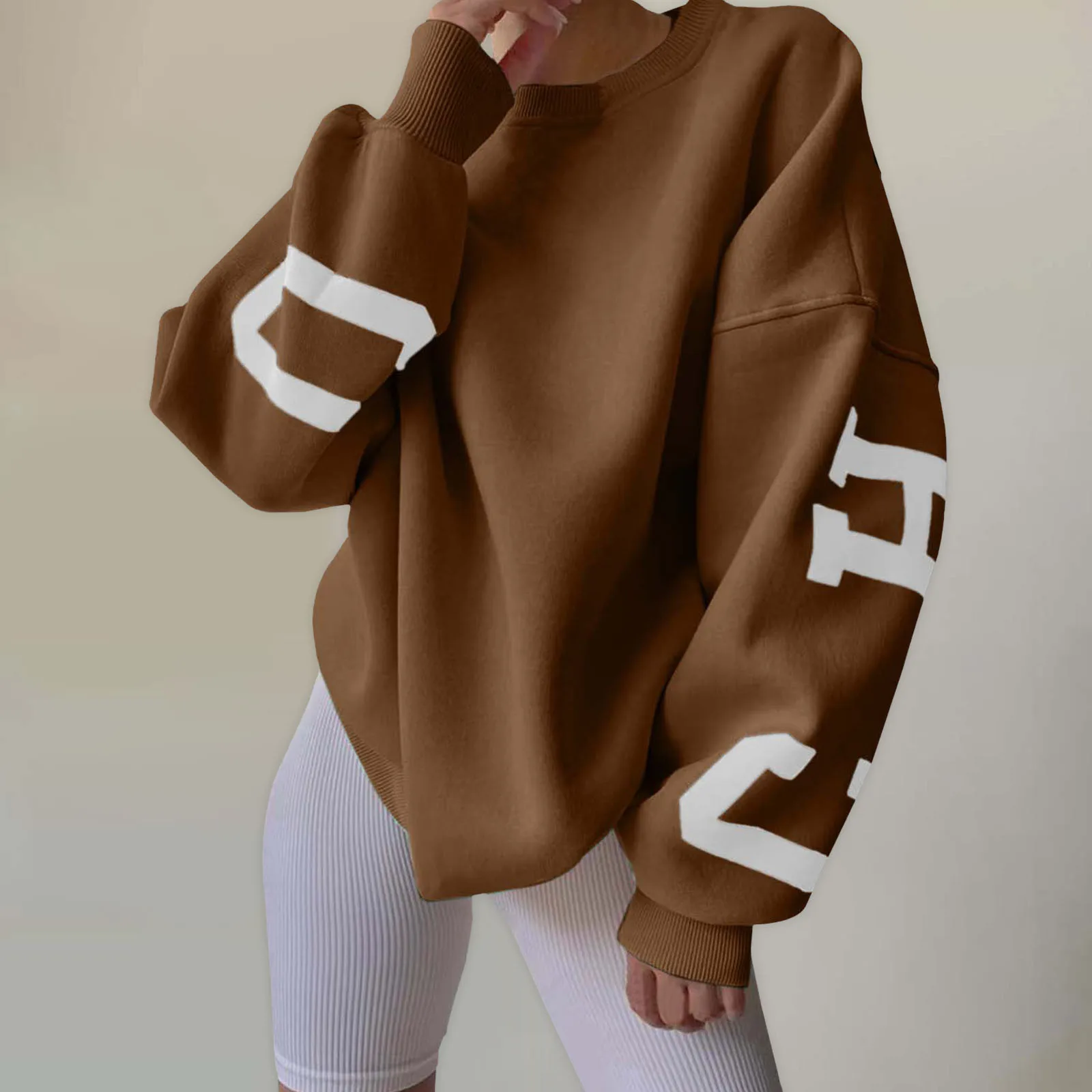 Женские пуловеры с буквенным принтом осенние Harajuku спортивная одежда круглым