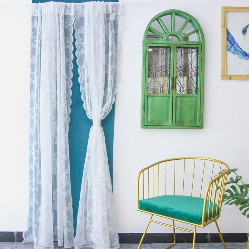 Белая роза кружево для кафе прозрачные шторы оконные карманы стержней