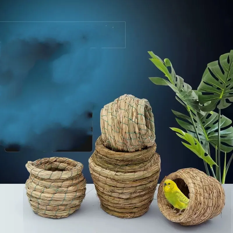 

Parrot Nest Straw Bird Nest Natural Handmade Warm Pigeon House Bedroom Courtyard Bird Cages Supplies Bird Cage Accessories
