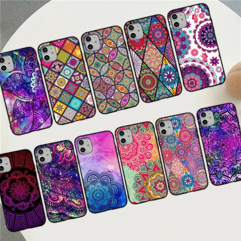 

Mandala Flower Totem Phone Case for iPhone 11 12 13 mini pro XS MAX 8 7 6 6S Plus X 5S SE 2020 XR cover