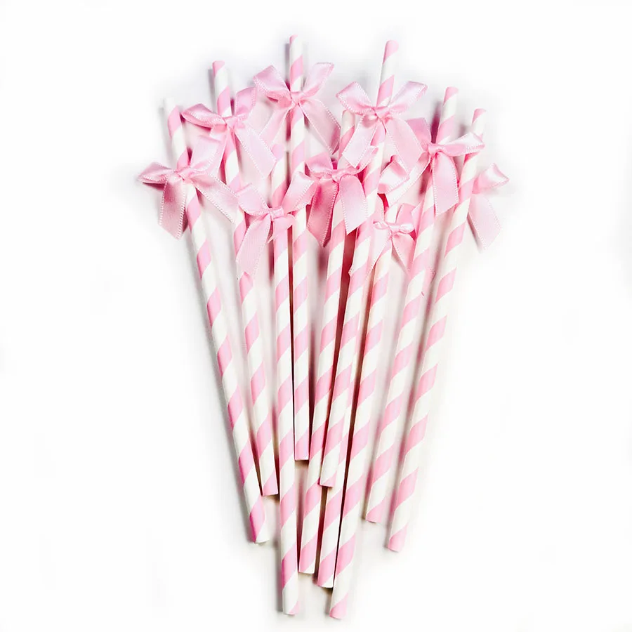 

Одноразовая посуда на день рождения с розовым бантом