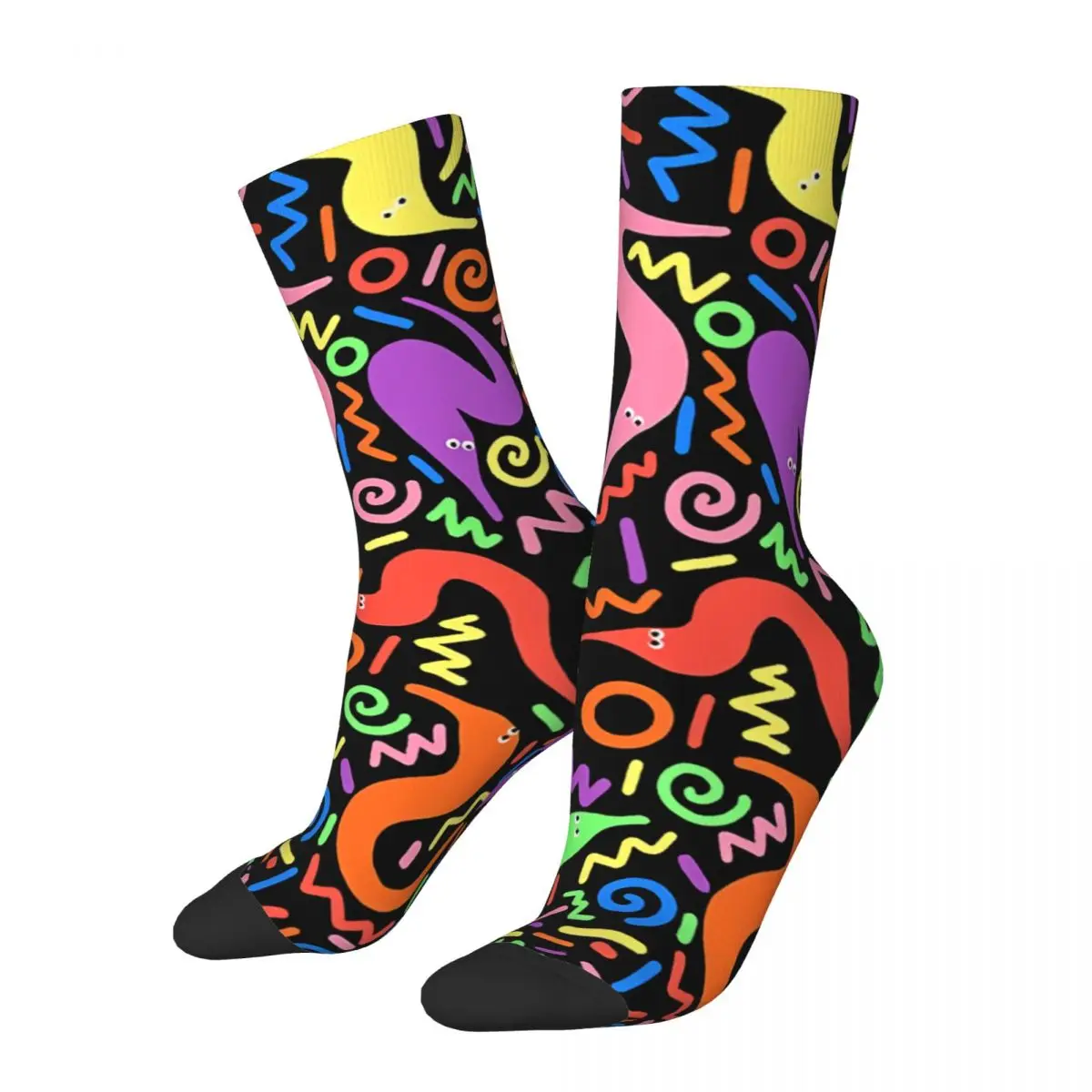 

Crazy Sock for Men Worm On A String Retro Bowling Alley Hip Hop Harajuku Pattern Printed Boys Crew Sock Novelty Gift
