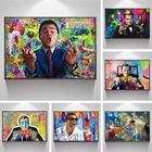 Постеры с изображением волка на стену улицы, граффити, Леонардо, доллар, плакаты, печать на холсте, картина на стену, картина для гостиной, домашний декор