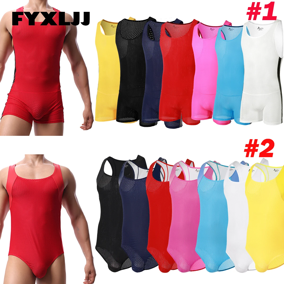 FYXLJJ Gym Men's Bodysuit Wrestling Singlet Men Body Building Suits Shapewear Male Unitards Body Tight Leotard Unitard Jumpsuits