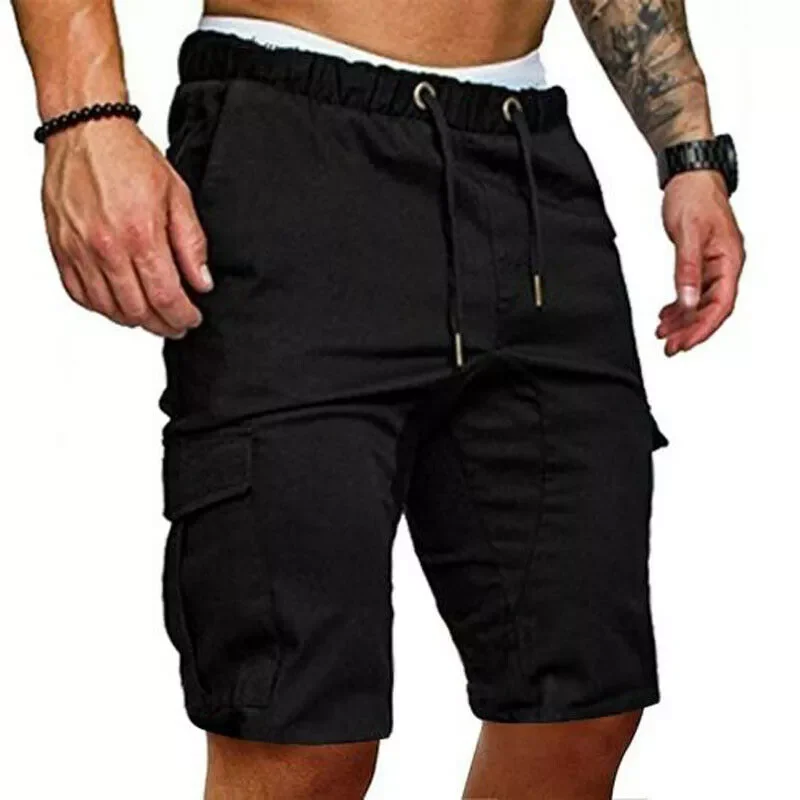 New in Shorts Men Cotton Bermuda Male Summer Military Style Straight Work Pocket Lace Up Short Trousers Casual Vintage Shorts Ma