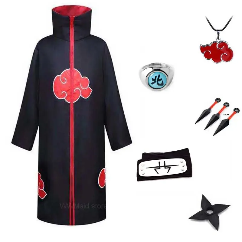 Kakuzum Of The Akatsuki халат плащ кольцо повязка на голову косплей костюм Хэллоуин