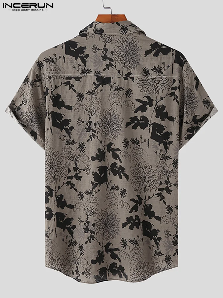 Casual Streetwear Tops INCERUN Men's Short Sleeve Printed Shirts Stylish Male Button Up Holiday Vacation Lapel Shirts S-5XL 2022