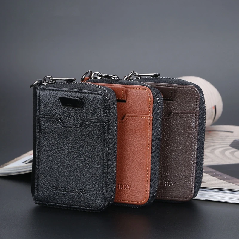 

Men's PU Leather Vintage Short Wallet Credit Card Holder Business Zipper Purse