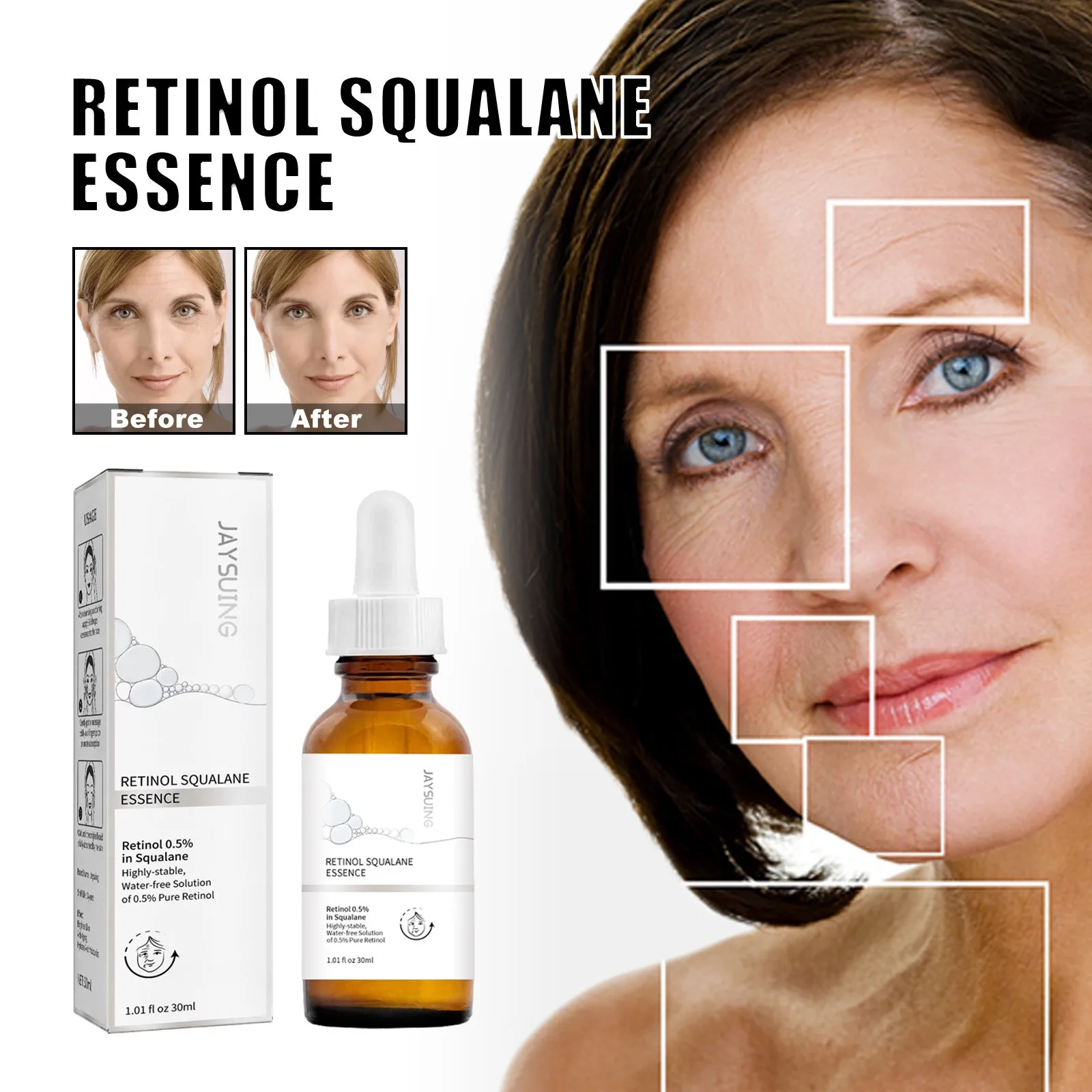 

30ml retinol anti-aging and wrinkle removing essence brightens facial skin, reduces eye fine lines and tightens facial essence