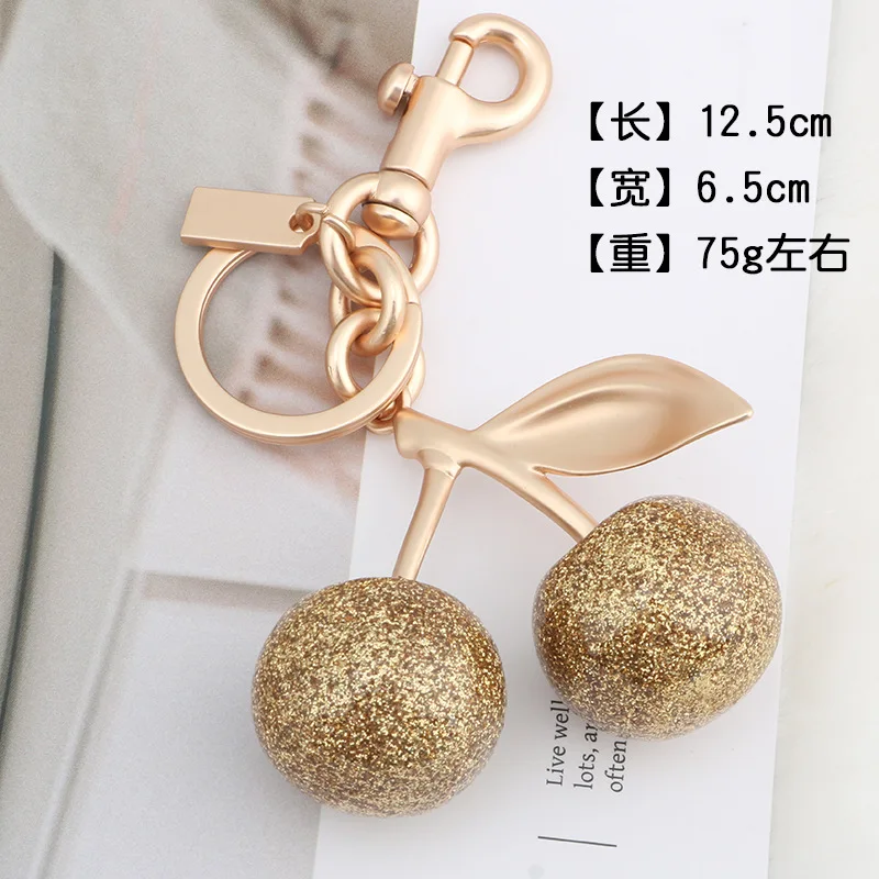 Блестящая смола золотая подвеска с вишней для кошелька брелок-подвеска