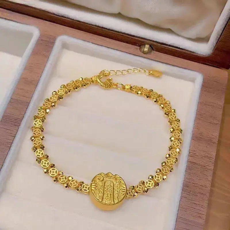 9999 24-каратное настоящее золото сломанное пятисторонний браслет Бог богатства