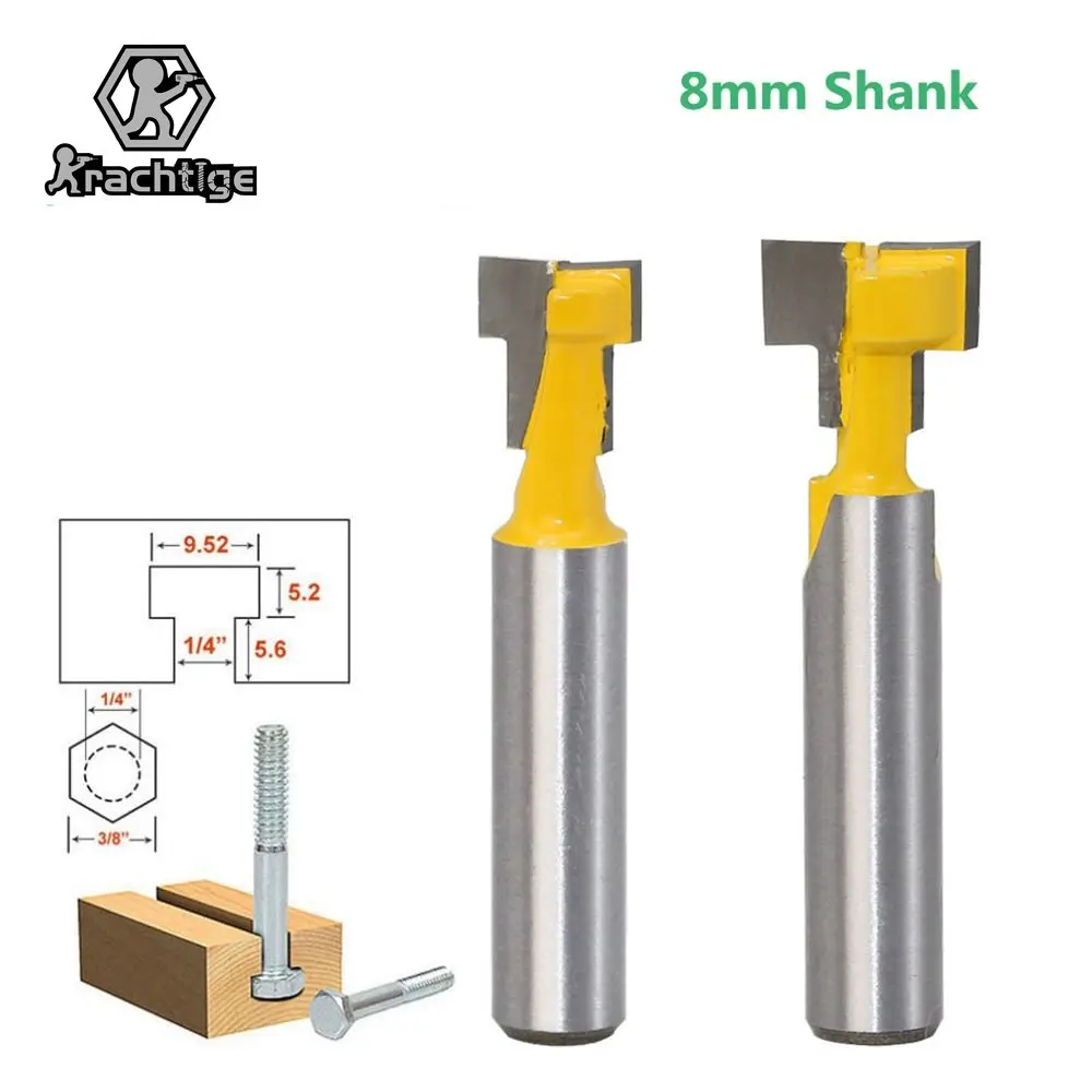 

8MM Shank T-Slot Cutter Router Bit for Wood Photo Frame Wall Hanging T-shaped Keyhole Knife Milling Cutter Woodworking Tool