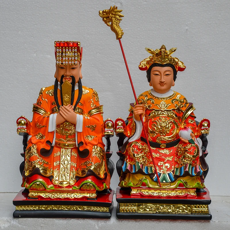 Набор из 2 шт. HOME Temple Shrine TOP efficacious Gold plating YU HUANG Emperor WANGMU niangniang FENG SHUI статуя