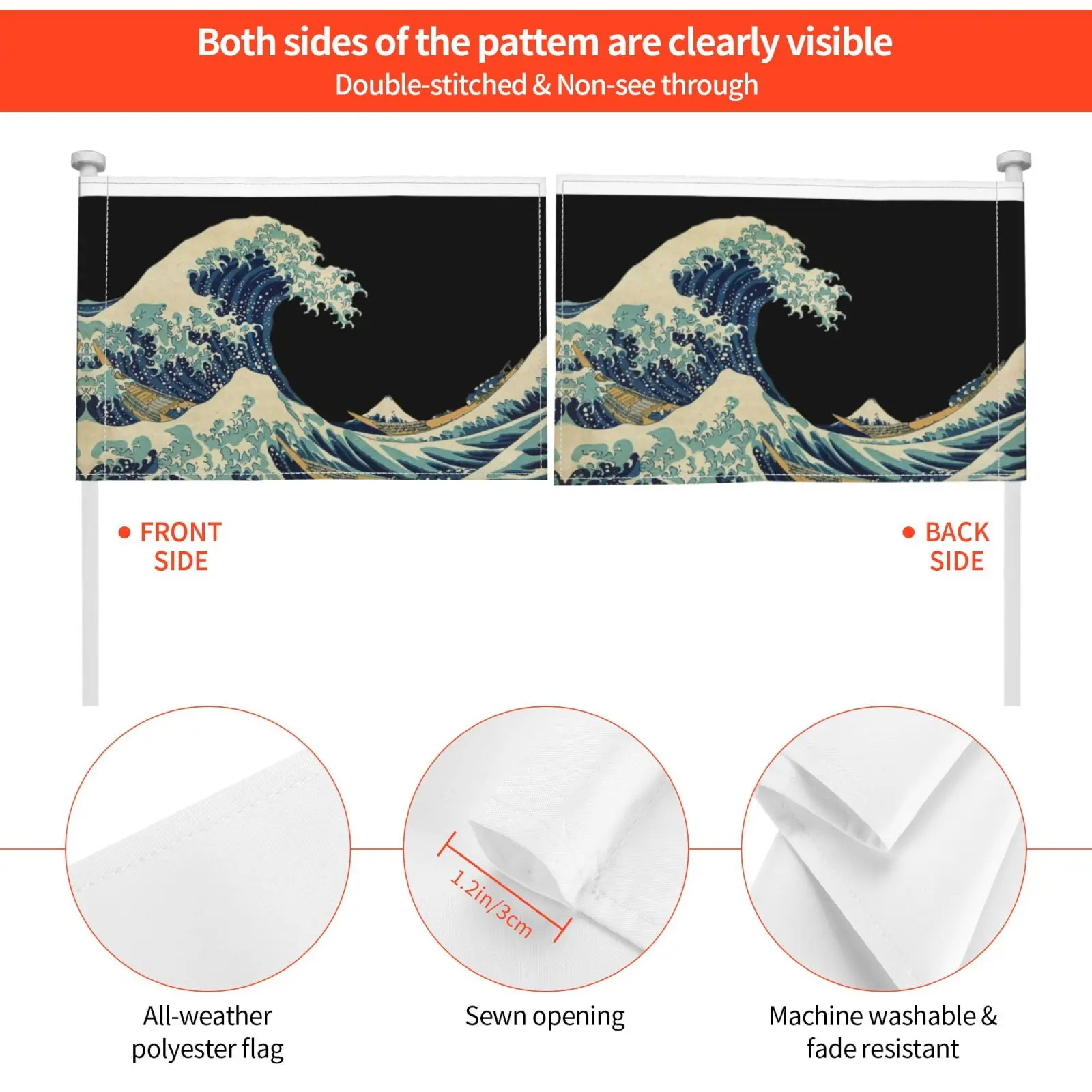 Большая большая волна Kanagawa флаг автомобиля печать на заказ волнистый океан