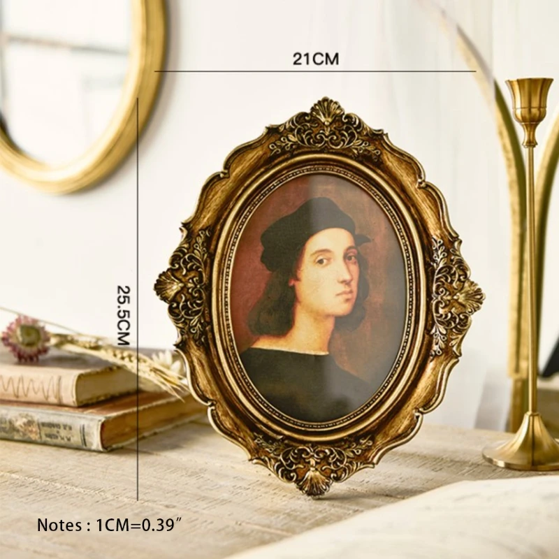Aesthetic Vintage Photo Frame Royal Court Style Resin Photo Frame Imitation Wood Embossed Picture Frame Home Ornaments images - 6