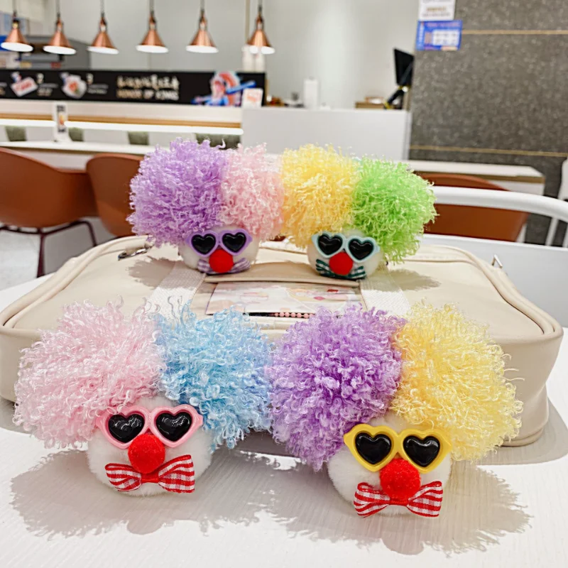 

Original Creative Explosive Head Two-color Clown Keychain Plush Bag Charm Personalized Cartoon Gift Charm Funny Interesting Toys
