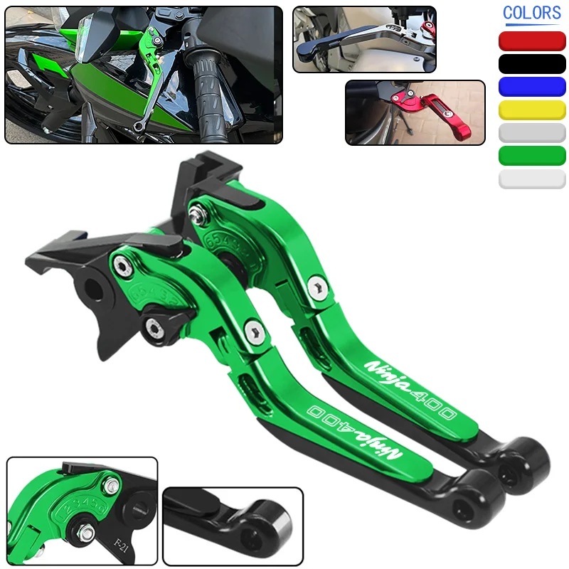 

For Kawasaki NINJA400 Ninja 400 2018-2020 Motorbike Extendable Folding Brake Clutch Levers Adjustable Handle Grips Ninja400 LOGO