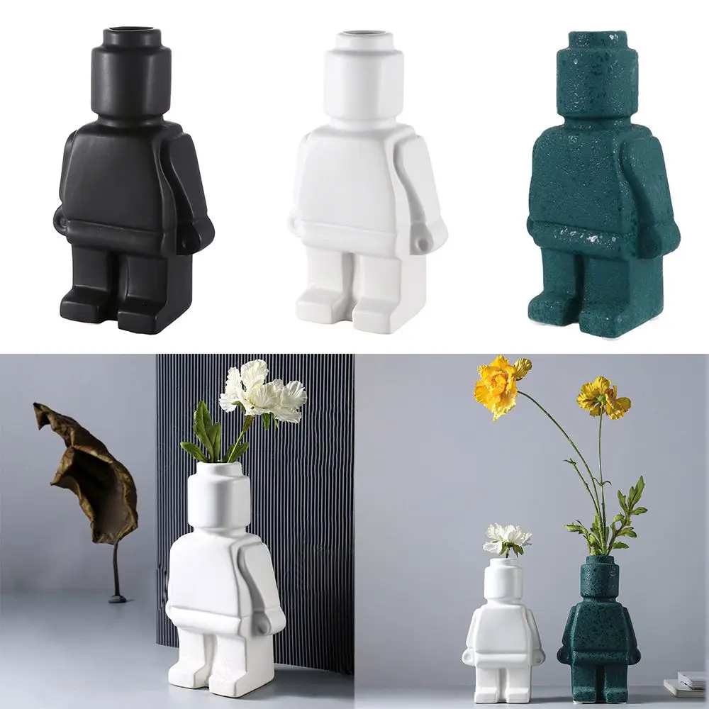 

Креативная настольная керамическая статуэтка робота для гостиной, Цветочная ваза, абстрактная