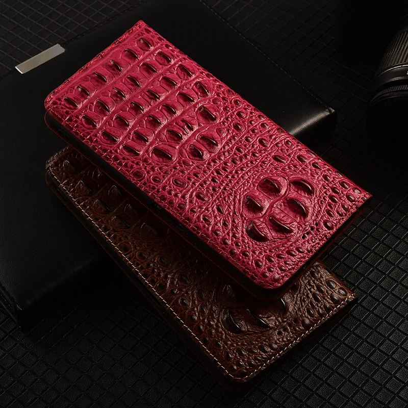 Чехол-книжка из натуральной кожи с тиснением под крокодила для Samsung Galaxy A03 A13 A23 A33