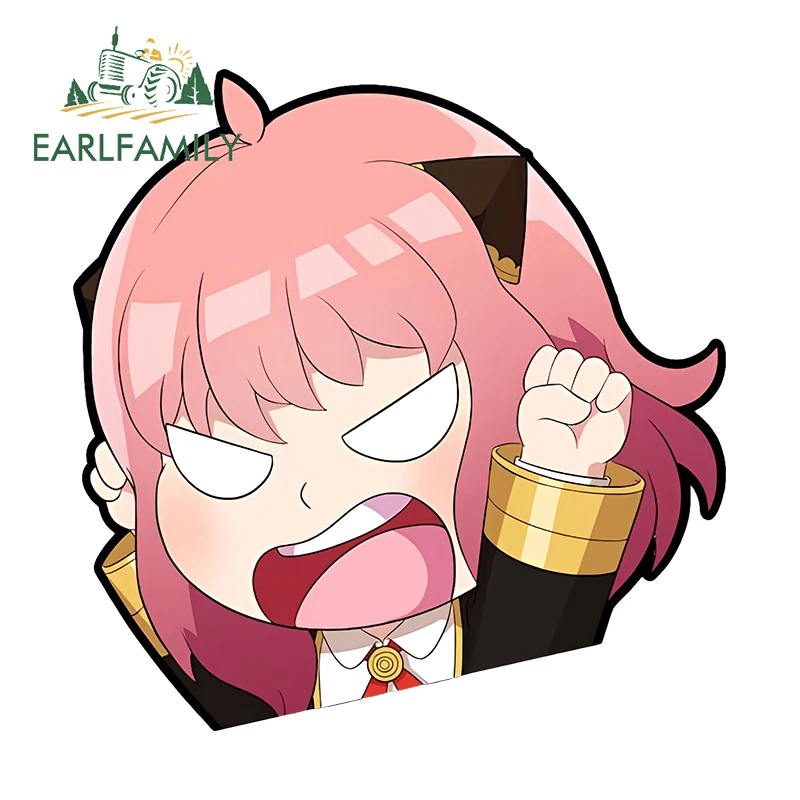 EARLFAMILY 13 см X 12 8 Aniya злобная наклейка Chibi с большой головой Веселая фотография