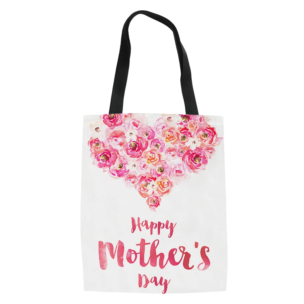 Happy Mother's Day Design Print Fashion Shoulder Bag Beach School Teenager Shopping Bag High Quality Storage Bolso De Mano