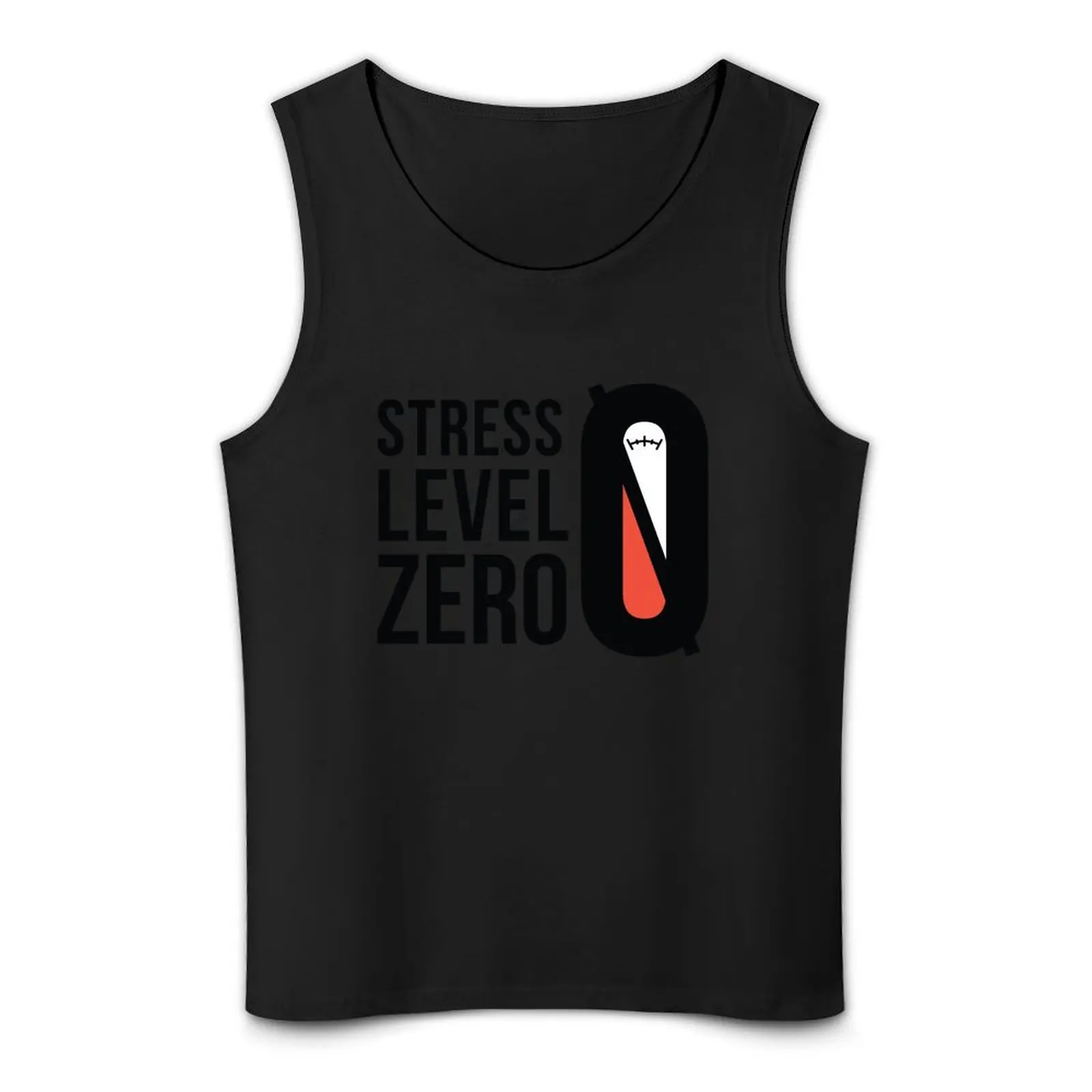 Level Stress Zero с логотипом - майка черным текстом мужская одежда для бодибилдинга