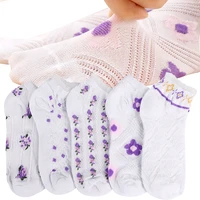 2022 new womens cotton flower print socks college style three dimensional small stockings white boat socks