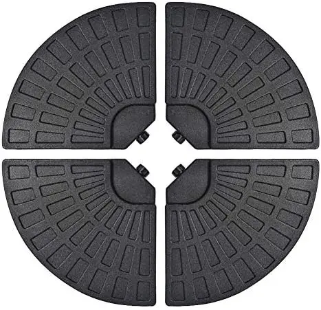 

4PCS 160 LB Fan Shaped Water or Sand Filled Umbrella Base Stand for Cantilever Offset Market Umbrella with Carry Handles (Black