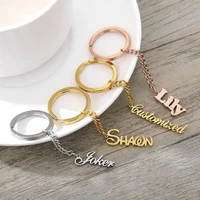 custom personalized letter keychains for women customized name gold key chain with name men stainless steel keyring jewelry gift