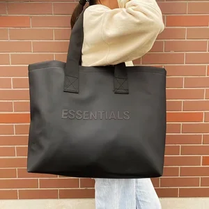 Essentials Handbag Tote Bag Fog Large Capacity Shoulder Bag High Street Fashion Brand Black PU Tote  in Pakistan