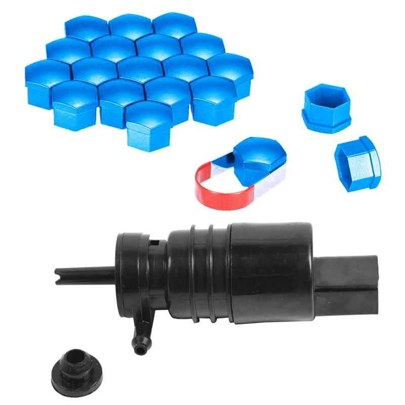

20Pcs 17Mm Car Plastic Caps Bolts Covers Nuts Alloy Wheel & 1X Front Windshield Wipe Washer Pump Motor For-/BMW