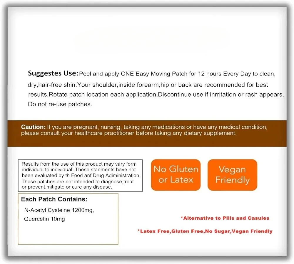 Трандермальные пластыри NAC N-ацетил цистеин с кверцетиновой поддержкой для