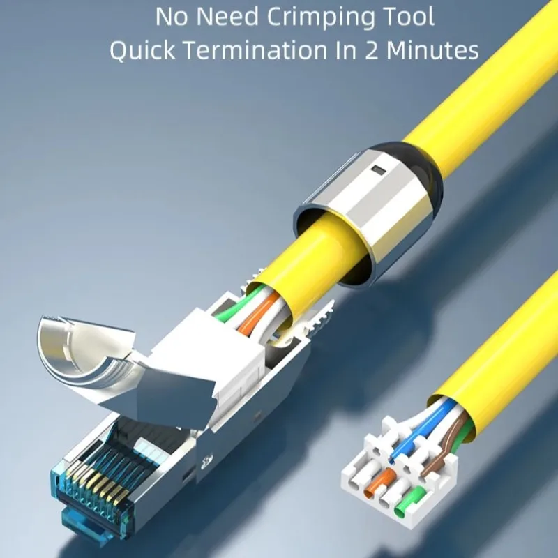 RJ45 Cat 8 Cable internet Plug 40Gbps Shielded RJ 45 Connector Resuable Tool-free lan Splitter Ethernet Cat8 For Router TV Box |