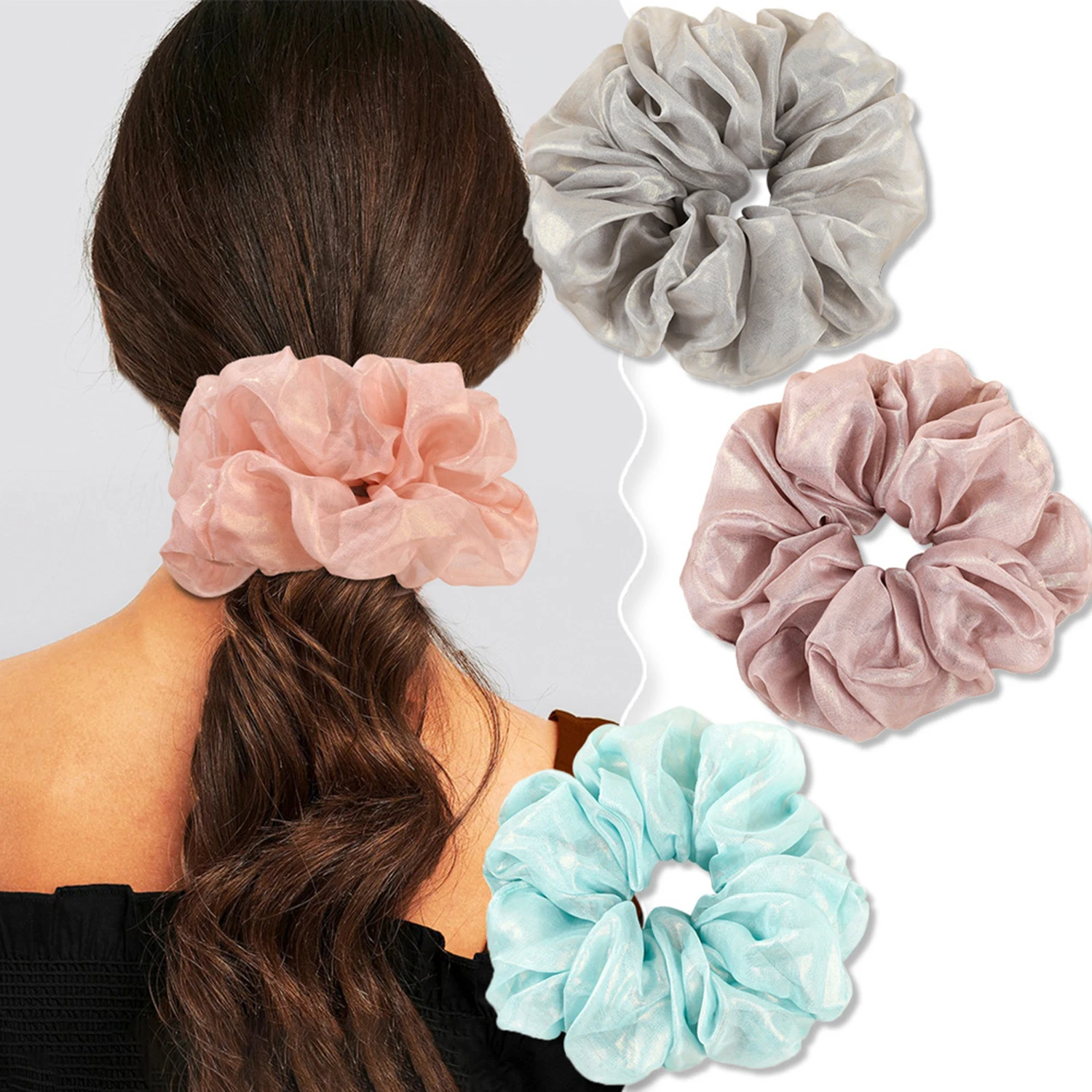 

Fashion Oversized Scrunchies Hair Ties Elastic Hair Band Women Ponytail Holder Hair Ropes Girls Extra Large Hair Ornaments