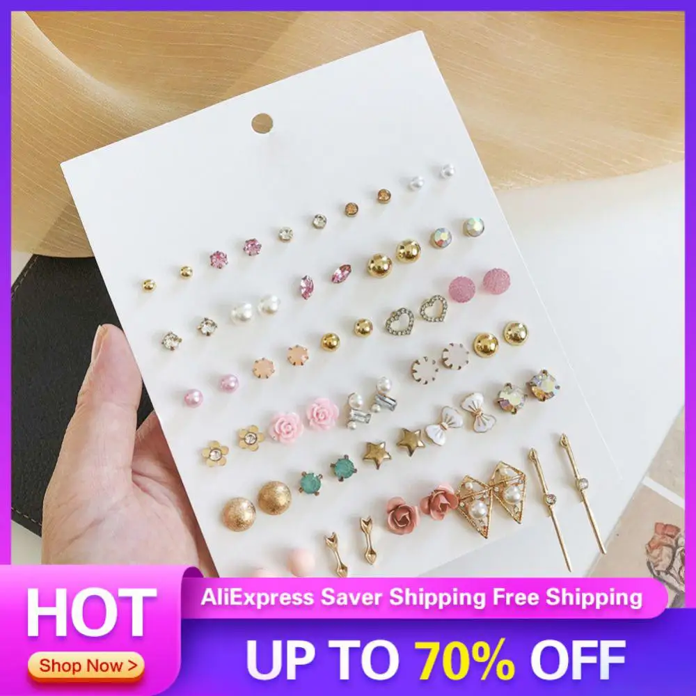 

Earrings Multiple Options Available Bright Color Jewel Box Ornaments Crystal Small Earrings Versatile Accessories Modern Stylish