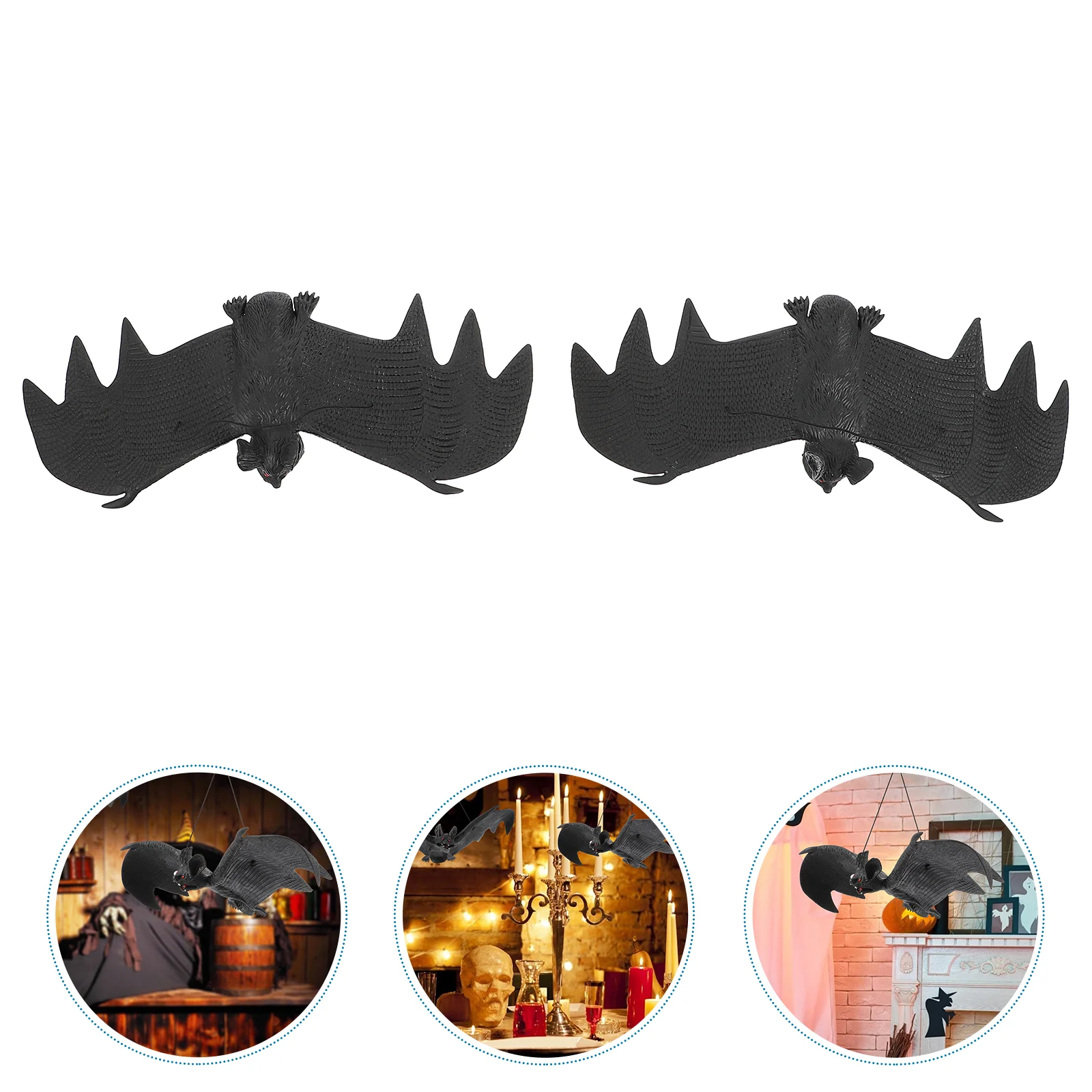 

2 Pcs Animal Toys Simulation Rubber Bat Simulated Oversized Fake Prank Halloween Props
