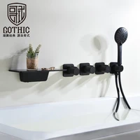 bathroom tub faucet waterfall spout mixer tap with hand shower wall mounted black silver bath faucet bathtub faucet water mixer
