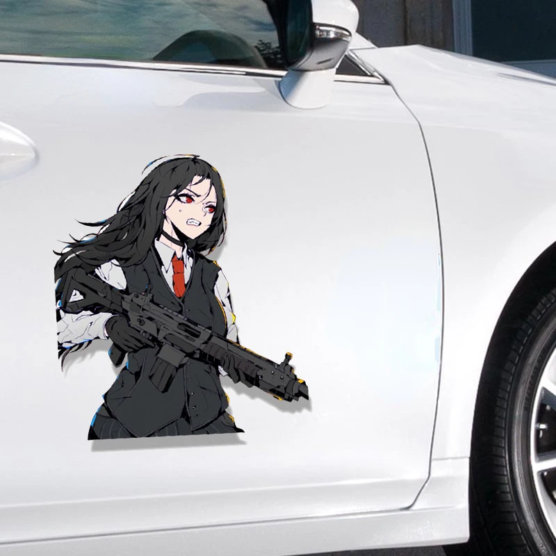 

CG car sticker for Ace Killer Akame Fanart Car Sticker Anime Sketch Waifu Decal JDM Funny Peek Girl Stickers car decoration