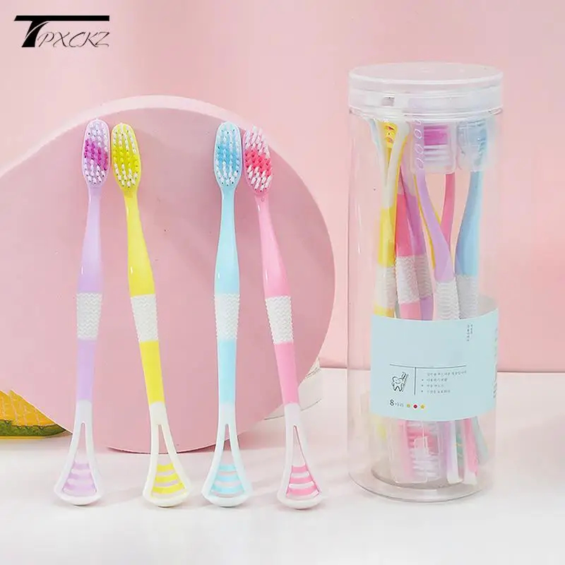 

8Pcs Small Head Toothbrush With Sheath Adult Soft Bristle Toothbrush Adult Home Soft Bristle Toothbrush Adult