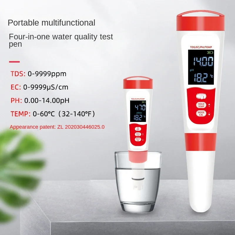 

4 IN 1 Digital Water Quality PH Test Pen With Backlight TDS EC PH ORP Temp Meter Analysis Hydrogen-rich Drinking Water Tester